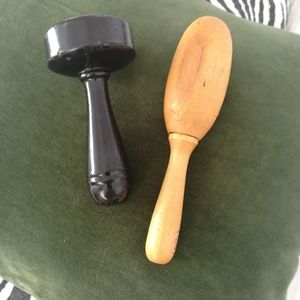 Vintage darning tools, egg & mushroom style, wooden